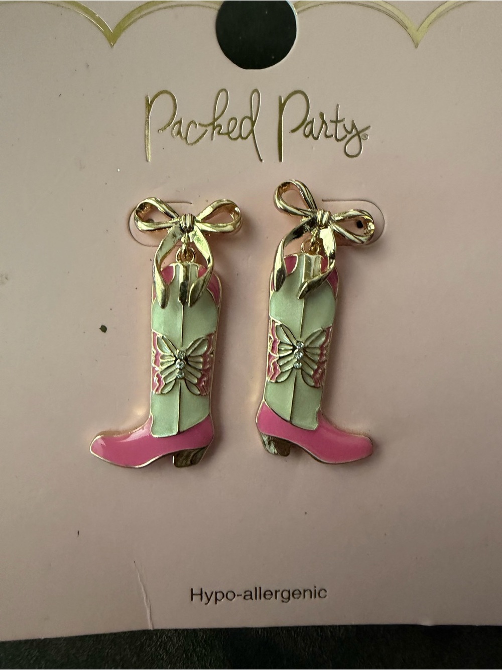 Packed Party Pink Logo Earring Card Backing